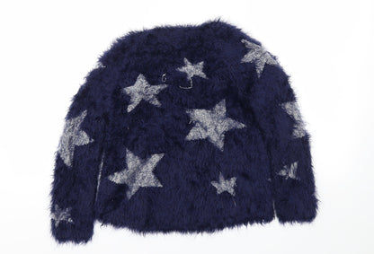 BPSTER Girls Blue Argyle/Diamond  Pullover Jumper Size 7-8 Years