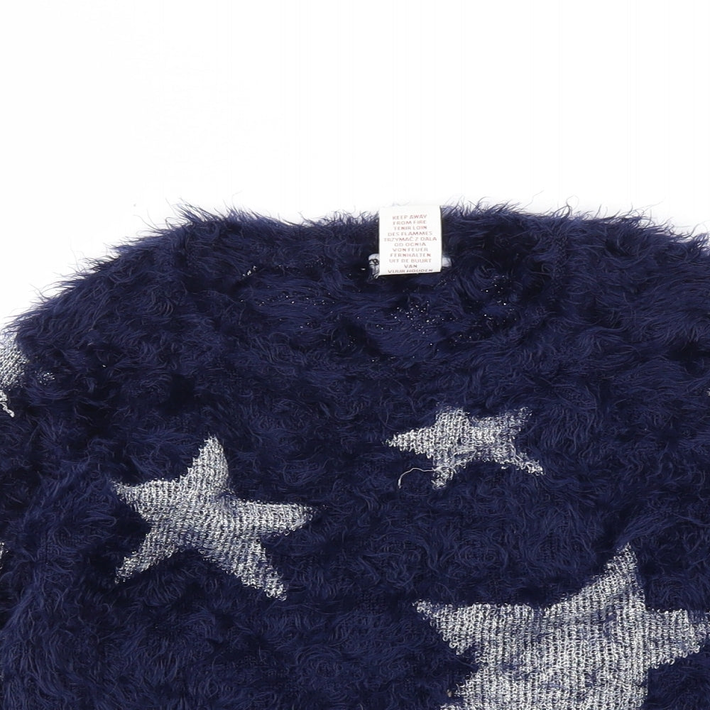 BPSTER Girls Blue Argyle/Diamond  Pullover Jumper Size 7-8 Years