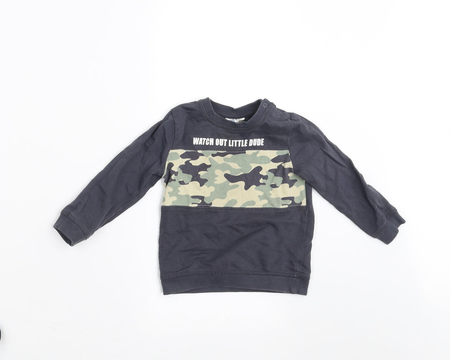 SO CUTE Baby Blue   Pullover Jumper Size 12-18 Months  - Camo detail