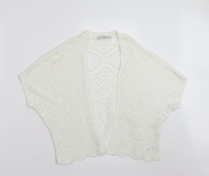 George Womens White Geometric  Shrug Jumper Size S