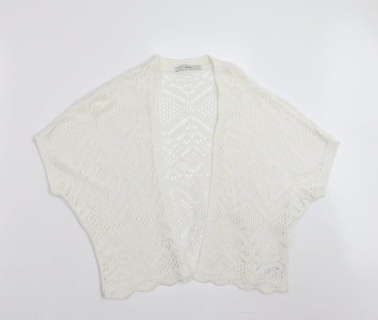 George Womens White Geometric  Shrug Jumper Size S