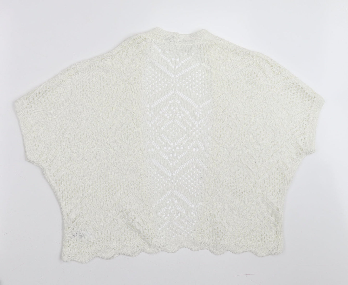 George Womens White Geometric  Shrug Jumper Size S