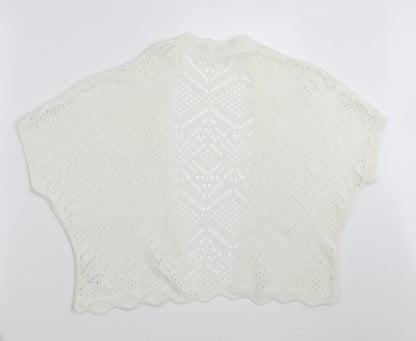 George Womens White Geometric  Shrug Jumper Size S