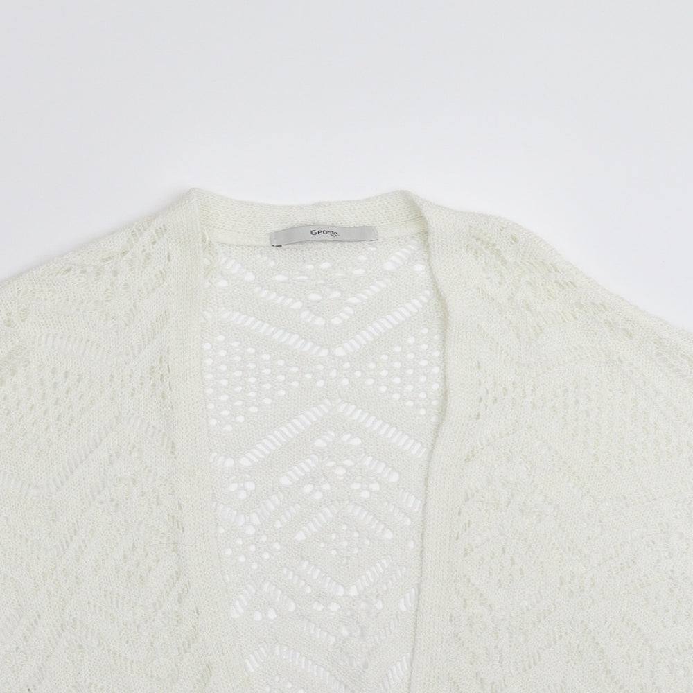 George Womens White Geometric  Shrug Jumper Size S