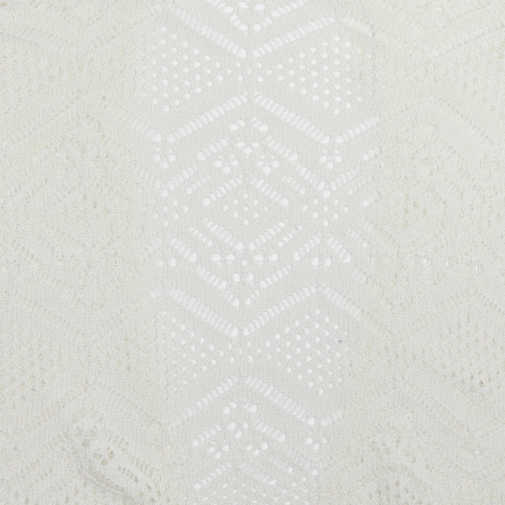 George Womens White Geometric  Shrug Jumper Size S