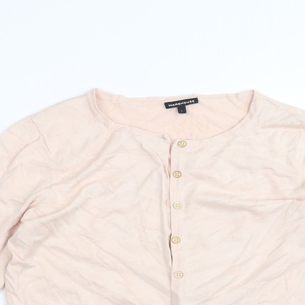 Womens UK Size L Warehouse Pink Cardigan Jumper