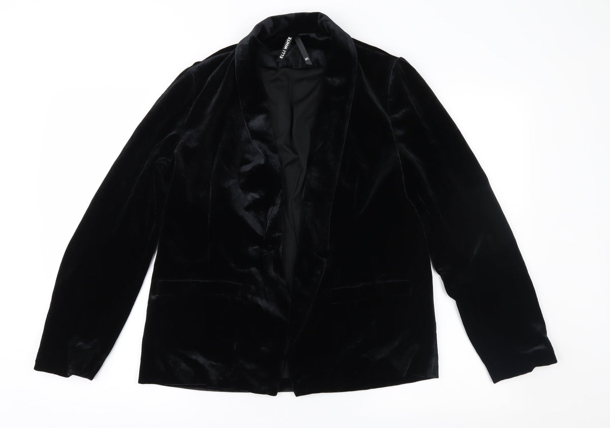 Elli White Womens Black  Velour Jacket  Size M