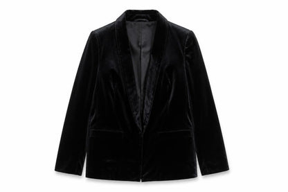 Elli White Womens Black  Velour Jacket  Size M