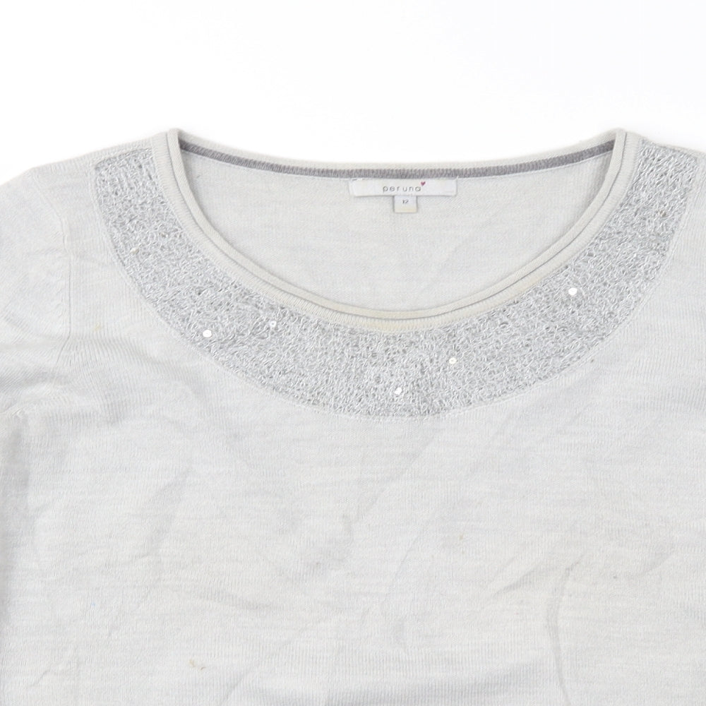 Womens UK Size 12 Per Una Grey Pullover Jumper