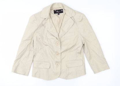 Spirit Womens Beige Striped  Jacket Suit Jacket Size 12