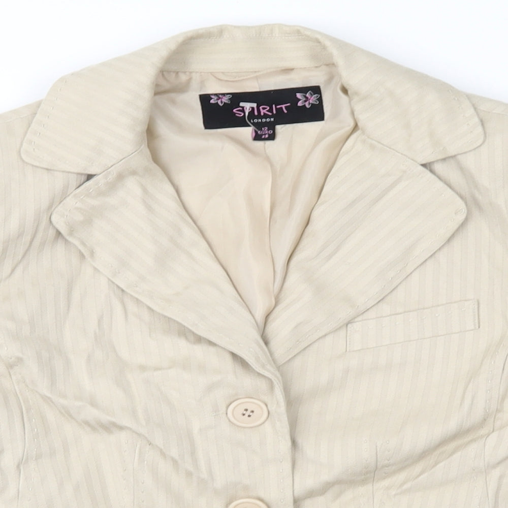 Spirit Womens Beige Striped  Jacket Suit Jacket Size 12