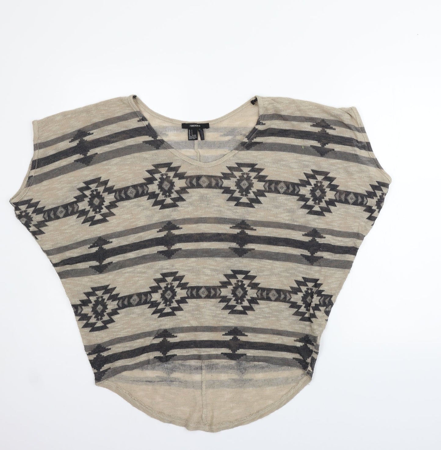 FOREVER 21 Womens Beige Geometric  Pullover Jumper Size S