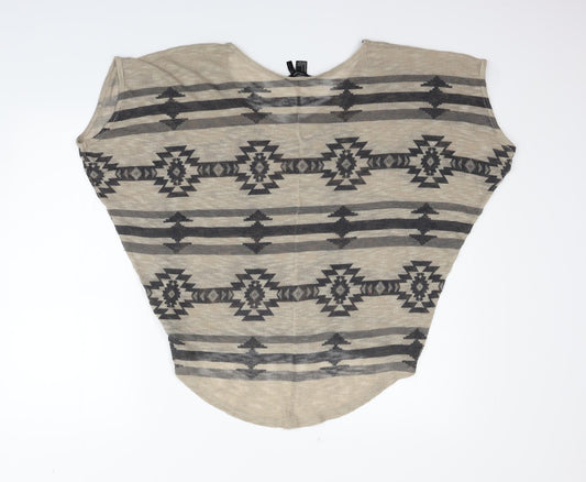 FOREVER 21 Womens Beige Geometric  Pullover Jumper Size S