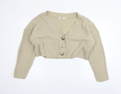 Womens UK Size S Missguided Beige Cardigan Jumper