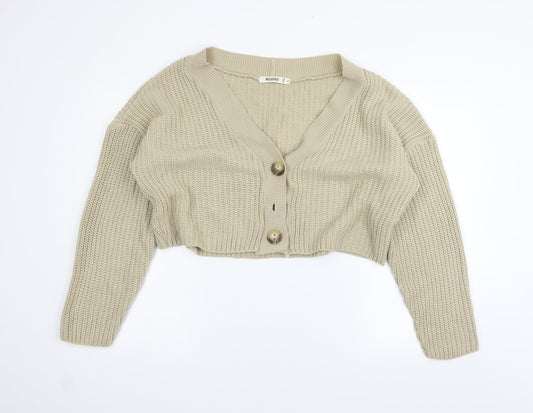 Womens UK Size S Missguided Beige Cardigan Jumper
