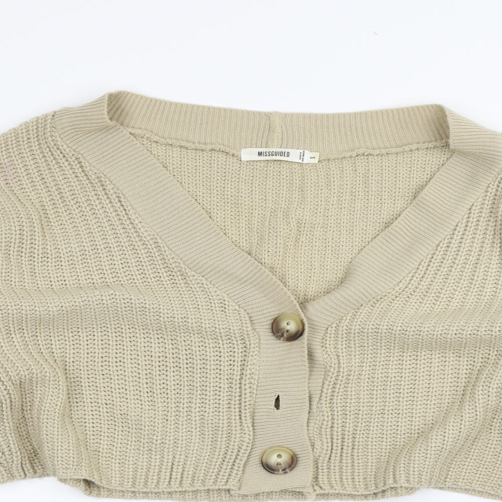 Womens UK Size S Missguided Beige Cardigan Jumper