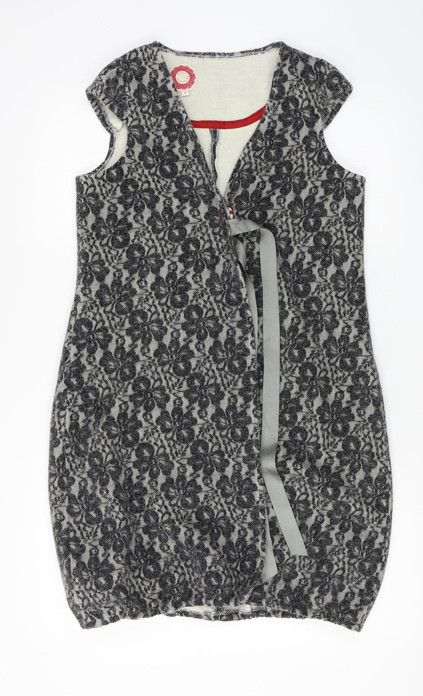 Avoca  Womens Grey Floral  Cardigan Jumper Size S
