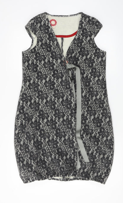 Avoca  Womens Grey Floral  Cardigan Jumper Size S