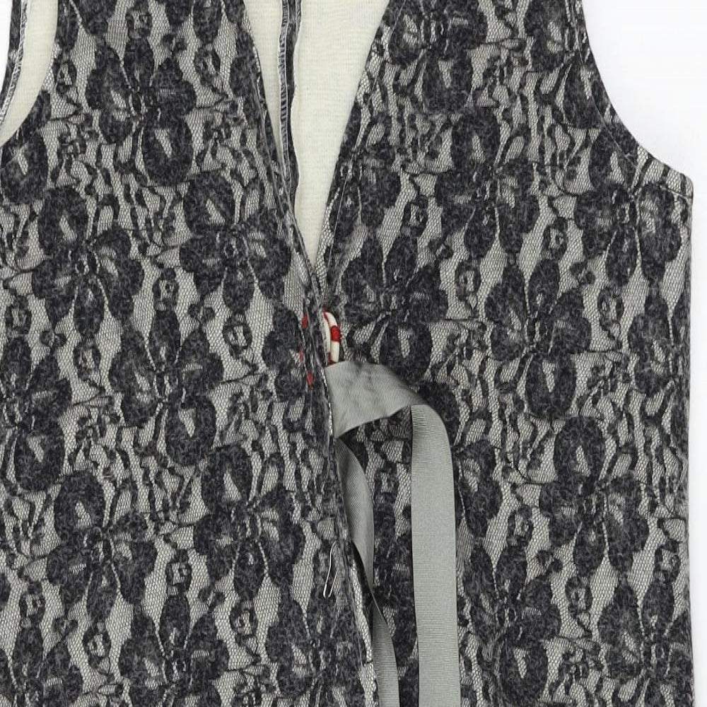 Avoca  Womens Grey Floral  Cardigan Jumper Size S