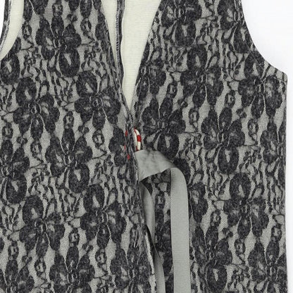 Avoca  Womens Grey Floral  Cardigan Jumper Size S