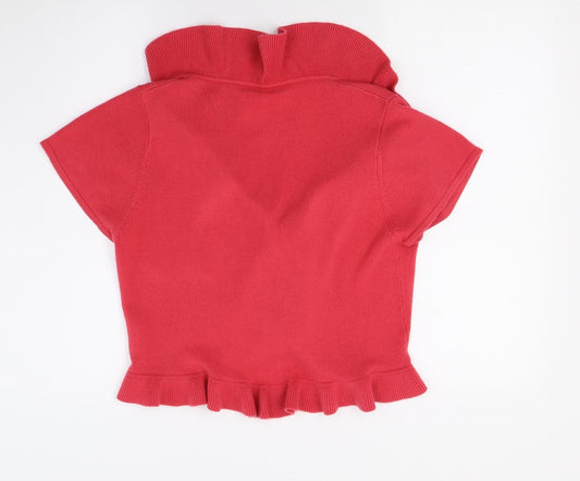 TU Womens Red  Knit Cardigan Jumper Size 14
