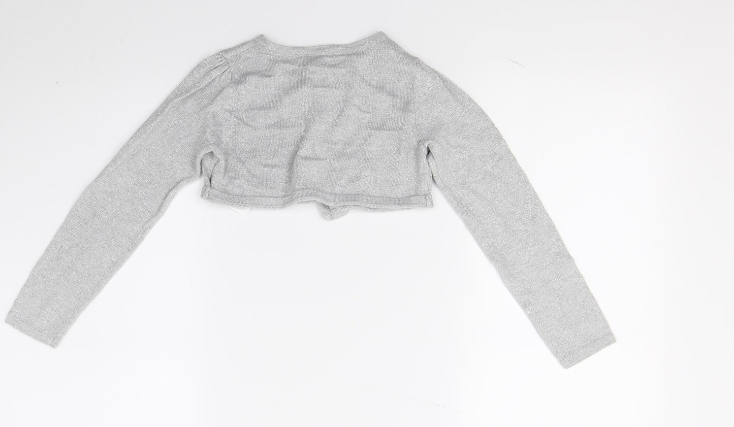 H&M Girls Grey   Cardigan Jumper Size 5-6 Years  - Croped