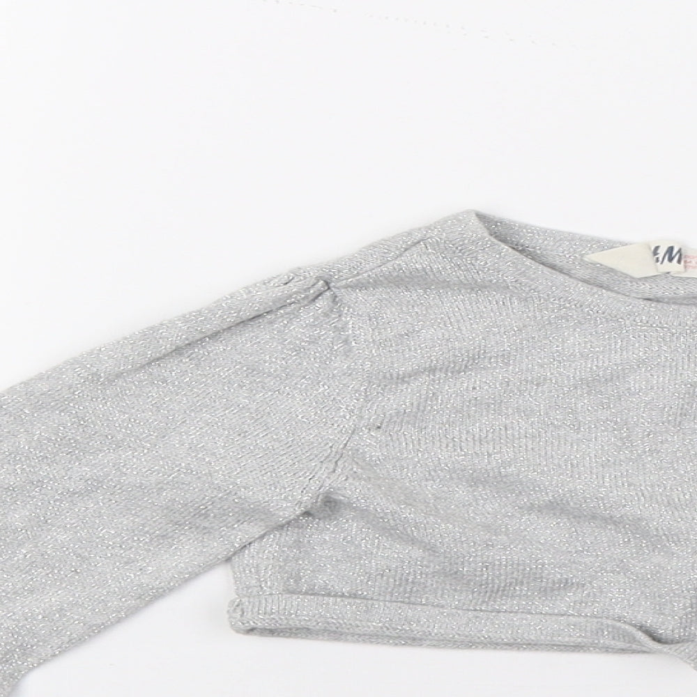 H&M Girls Grey   Cardigan Jumper Size 5-6 Years  - Croped