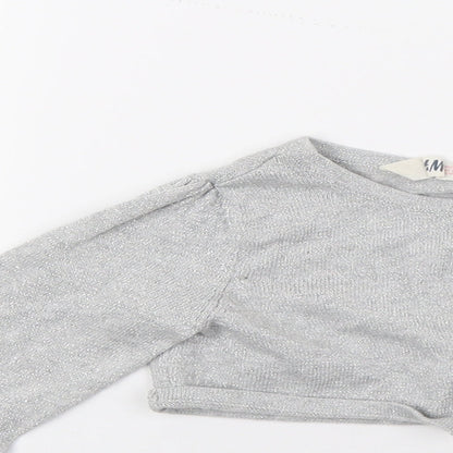 H&M Girls Grey   Cardigan Jumper Size 5-6 Years  - Croped