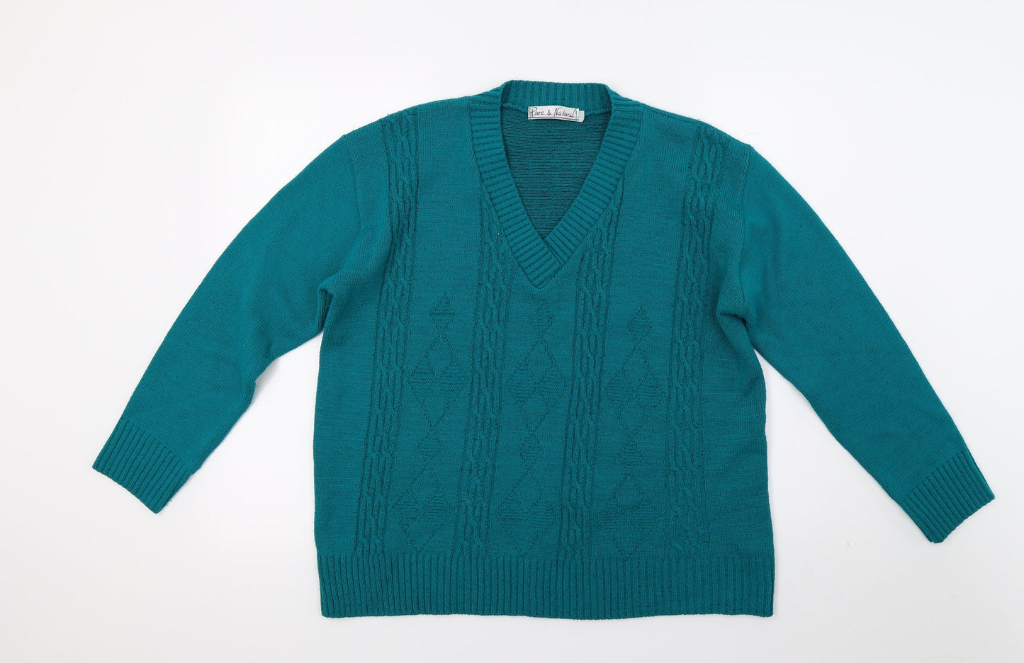 Womens UK Size L Pure & natural Green Pullover Jumper