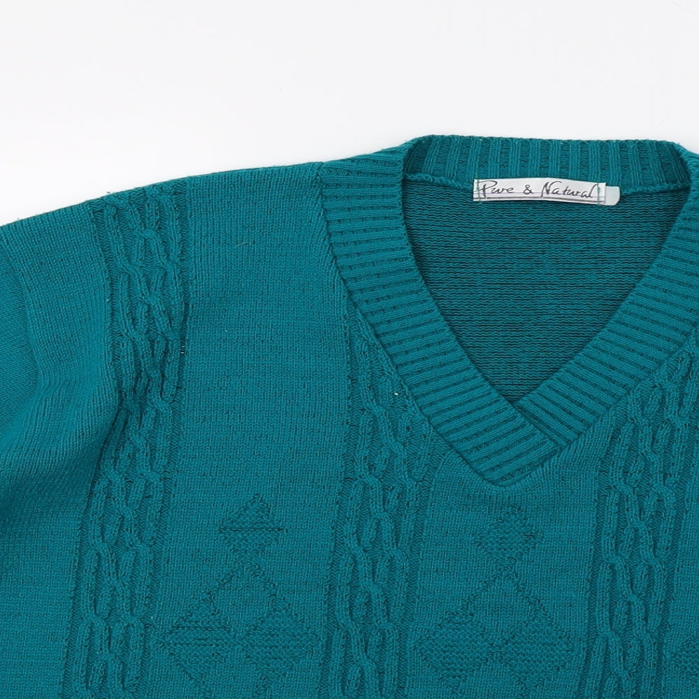 Womens UK Size L Pure & natural Green Pullover Jumper