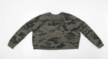 Primark Womens Green Camouflage  Pullover Sweatshirt Size 2XS  - Croped