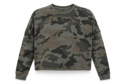 Primark Womens Green Camouflage  Pullover Sweatshirt Size 2XS  - Croped