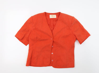 Womens UK Size 14 Country Casuals Orange Basic Button-Up