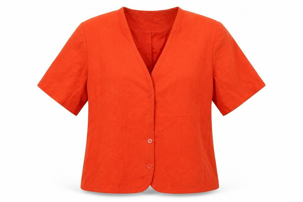 Womens UK Size 14 Country Casuals Orange Basic Button-Up