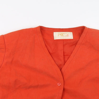 Womens UK Size 14 Country Casuals Orange Basic Button-Up