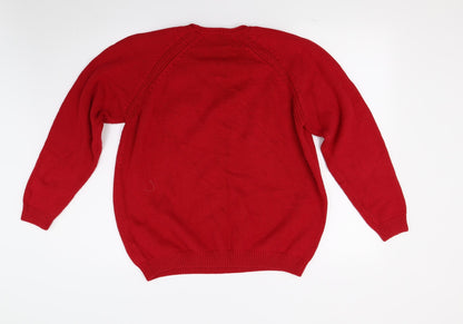 Womens UK Size M isle Red Pullover Jumper