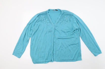 Womens UK Size XL BM Blue Cardigan Jumper