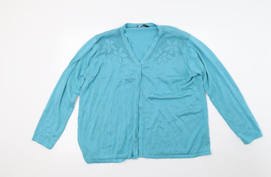 Womens UK Size XL BM Blue Cardigan Jumper