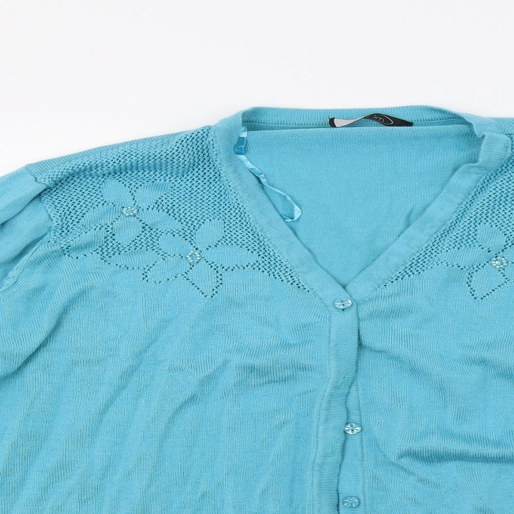 Womens UK Size XL BM Blue Cardigan Jumper