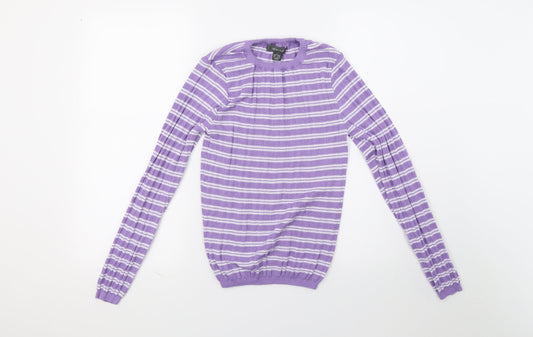 Primark Womens Purple Striped Knit Pullover Jumper Size 10