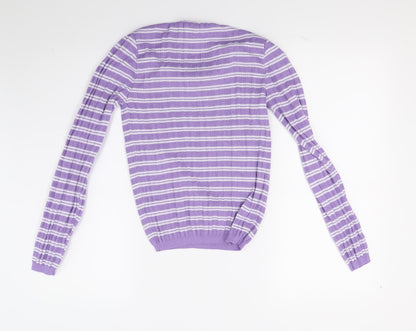 Primark Womens Purple Striped Knit Pullover Jumper Size 10