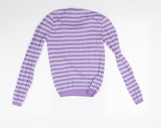 Primark Womens Purple Striped Knit Pullover Jumper Size 10