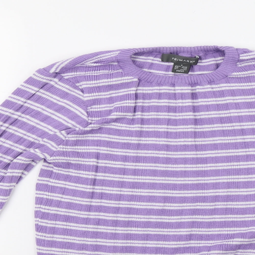 Primark Womens Purple Striped Knit Pullover Jumper Size 10