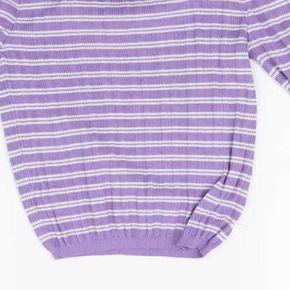 Primark Womens Purple Striped Knit Pullover Jumper Size 10