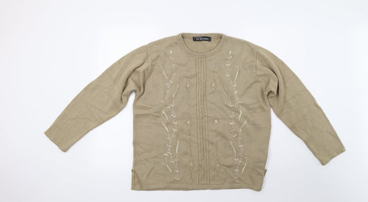 Klassique Womens Brown Floral Knit Pullover Jumper Size L