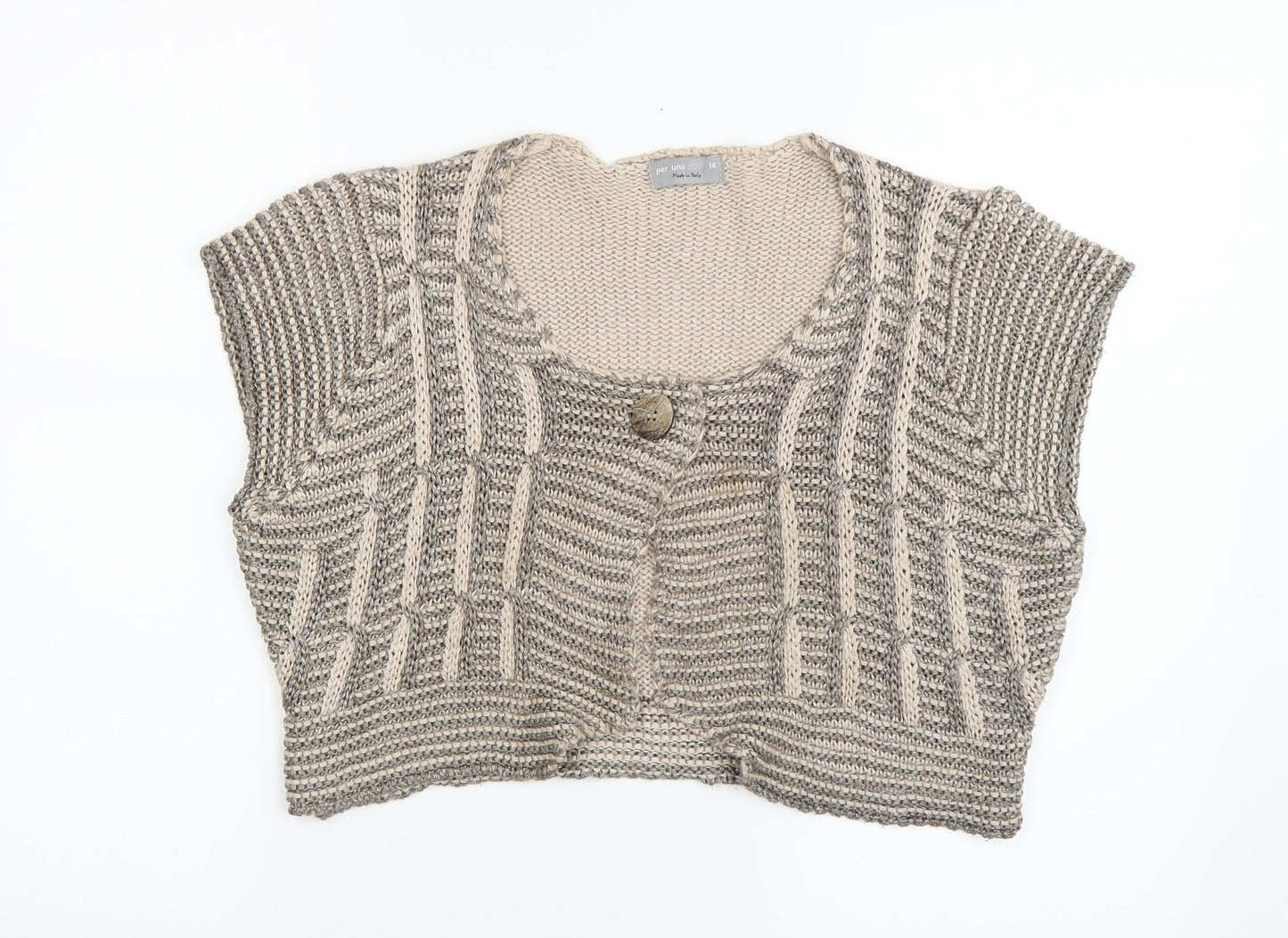 Womens UK Size 14 Per Una Beige Cardigan Jumper