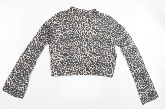 Womens UK Size 8 Topshop Brown Cropped Blouse