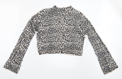 Womens UK Size 8 Topshop Brown Cropped Blouse