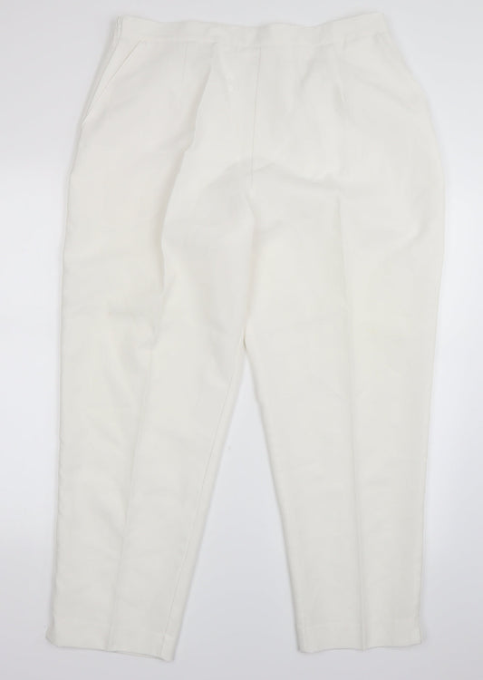 Womens UK Size 20 Preworn Regular Fit  White Trousers