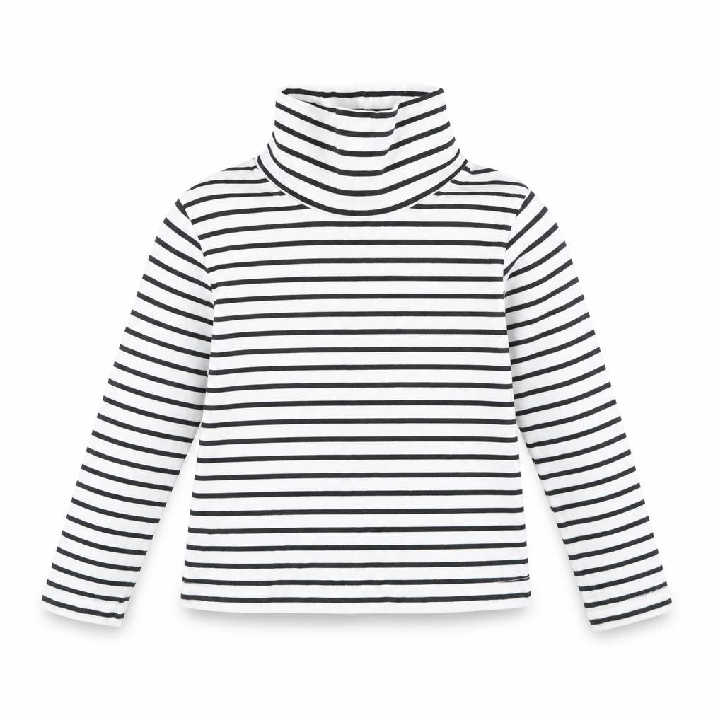Front view of George girls’ black striped pullover t-shirt, size 3, years